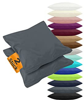 npluseins 2er Pack Kissenbezüge aus Jersey-Baumwolle in unifarbenem Design 1179.1539, ca. 40 x 15 cm, anthrazit