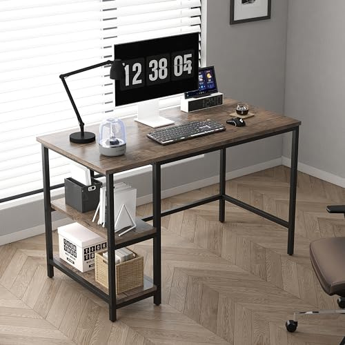 mcc direct Computer Desk, Writing Desk with 2 Shelves on Left or Right, Work Table for Office Home Study Writing Table Chicago(Distressed Grey, 100cm)