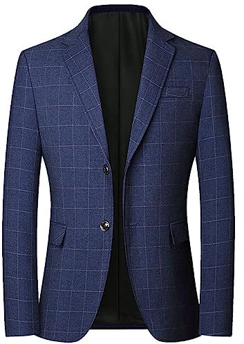Blazer Homme Vintage à Carreaux Slim Fit Élégant Blazers Rayé pour Homme Printemps Automne Sweat-Blazer Loisirs Costume pour Mariage Affaires, Noir-18., M