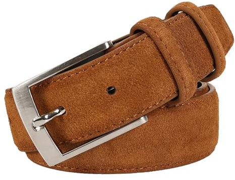 Wvapzxx Herren-Gürtel aus Wildleder für Jeans, Hellbraun, 115CM