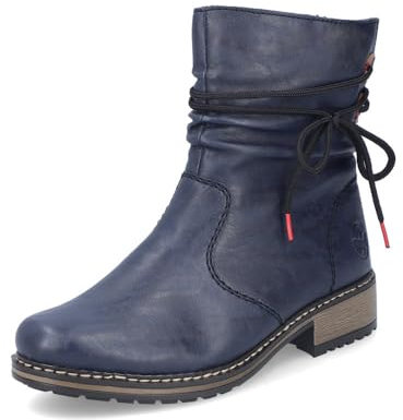 Rieker Damen Biker Boots Z68M1, Frauen Stiefeletten,Winterschuhe,gefüttert,Stiefel,Bootee,Booties,halbstiefel,Kurzstiefel,blau (14),40 EU / 6.5 UK