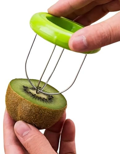 CHEFZOCO Pelador Kiwi, Cortador Kiwi, Utensilio para kiwi, Herramienta de cocina, Herramienta para Kiwi, Cortador de fruta, cortador de frutas, Acero inoxidable y plástico libre de BPA