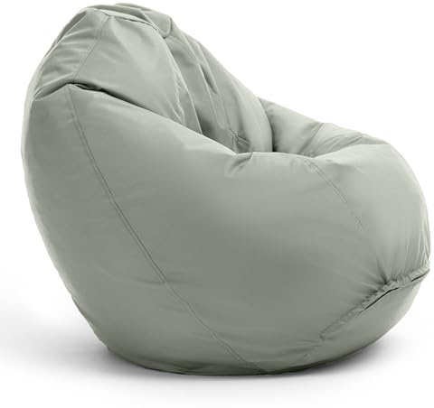 Bruni Puf Classico L en color gris roca – Puf XL con saco interior para leer, funda extraíble, apto para alimentos, perlas EPS como relleno de bean bag, fabricado en Alemania