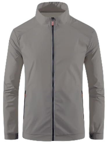 PETSTIBLE Breathable Waterproof Jacket for Men Ideal for Outdoor Sports and Summer Sun for PROTECTION (M Grey)