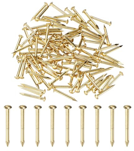 M METERXITY 100 Pezzi Piccoli Chiodini, 1.5mm x 15mm Chiodi Di Precisione In Ottone Testa Tonda Per Legno/DIY Artigianato Decorativo/Accessori Casa/Appendi Quadri