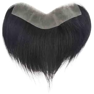 Uso Masculino Cabello Humano Hombres Tupé Base Completa de PU Frente V Loop Frontal Hairline Cabeza de Peluca(18x4cm)
