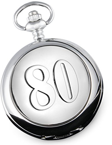 De Walden Men's 80th Birthday Pocket Watch Gift Eightieth 80 Dad Grandad Gifts