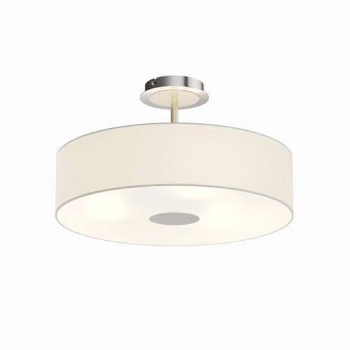 Lindby Textil Deckenleuchte rund 47 cm, Deckenlampe Stoff weiß 3x E27 max. 60W ohne Leuchtmittel Schlafzimmerlampe Wohnzimmerlampe Esszimmerlampe