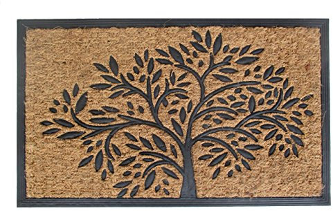 EHC Infinity Tree Environmentally Friendly Natural Coir & Rubber Backed Door Mat for Indoor and Outdoor, Non-Slip, Dirt Trapper, Durable Rubber Mat, for Front Door, Hallways, Entrance, 45 x 75 cm