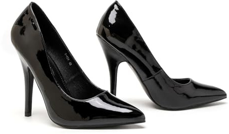 Bismaa Mens Womens Drag Queen Cross Dresser HIGH Heel Pointy Toe Court Shoes Big Sizes UK 9,10,11,12 (UK 9/EU 43, Black Patent)
