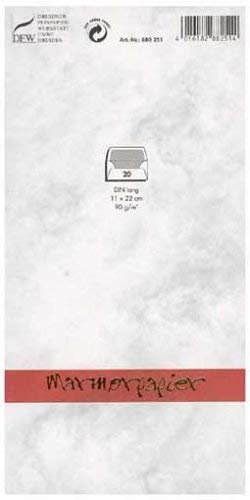 DFW Briefumschlag Marmorpapier - DIN lang, gefüttert, 90 g/qm, 20 Stück, grau; Packungsinhalt: 20 Stück