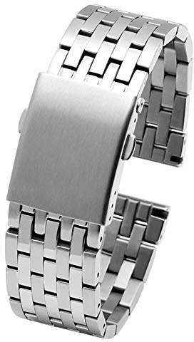 HNGM Uhrenarmband 22mm 24mm 26mm 28mm 30mm Edelstahl uhrband männer Metall Feste Armband Band Armband Herrenuhrenbänder (Band Color : B Silver, Band Width : 30mm)