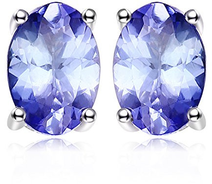 JewelryPalace Ovalschliff 1ct Echt Tansanit Solitär Ohrstecker Silber 925 Damen, Blau Naturstein Braut Schmuck Set, Ohrringe Silber Edelstein Mädchen, Ohrstecker Silber Klein Schmuck Frauen Geschenk