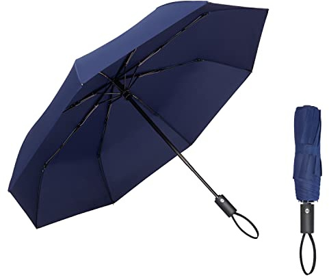 SYNHOK Compact Travel Folding Umbrella,Durable Rain Windproof Portable Umbrella with Strong Ribs Reinforced Canopy Ergonomic Handle Auto Open/Close -Man & Woman umbrella