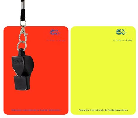 KYSUN Juego de Tarjetas de Árbitro de Fútbol, con Tarjeta Roja, Tarjeta Amarilla y Silbato de Árbitro de Metal, Kit de Tarjetas de Árbitro de Deportes, para Juego de Fútbol Deporte Escolar