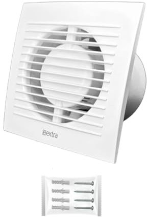 H&C VENT Ventilador de baño estándar de 100 mm de diámetro, IPX4, 15 W, 100 m³/h, 32 dB, ventilador de extracción para baño, cocina, garaje, invernadero, tienda de crecimiento, inodoro, ventilador,