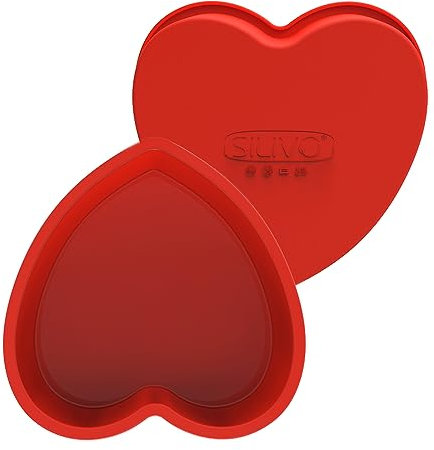 SILIVO Silicone Heart Shaped Cake Tin, 9 inch Set of 2, Nonstick Heart Baking Tins