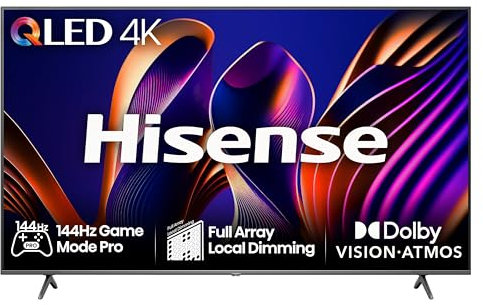 Hisense 75 Inch 144Hz 4K QLED Smart Gaming TV 75E7NQTUK PRO - Full Array Local Dimming, Dolby Vision Atmos, Freesync, Subwoofer, Vidaa OS with Freely, Youtube, Netflix and Disney+ (2024 Model)