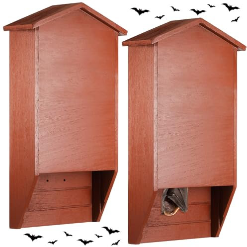 Wenqik Paquete de 2 casas de murciélagos para exteriores para árbol, caja grande para murciélagos para exteriores, kit de casa de murciélagos de madera de 2 cámaras, 15.6 x 9 x 3.2 pulgadas, refugio
