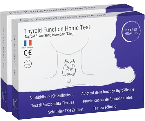 2x Test de Fonctionnalité Thyroïdienne Patris Health, Auto-diagnostic pour l'Hypothyroïdie, Détecte La Concentration des Hormones TSH dans le Sang