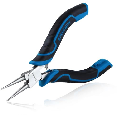 SPEEDWOX Alicates de punta redonda de 5 pulgadas para hacer joyas, mini alicates de bucle de alambre, bobinado de punta redonda de ultra precisión con mandíbulas cónicas y no dentadas para envolver