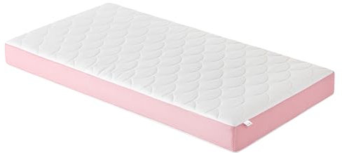 PillowPrim Kindermatratze - Schadstoffgeprüft nach Öko-Tex Standard - hautfreundlicher Bezug abnehmbar und waschbar – 140 x 70 cm - aus hochwertigem Schaum - Matratze für Kinderbett – Rosa