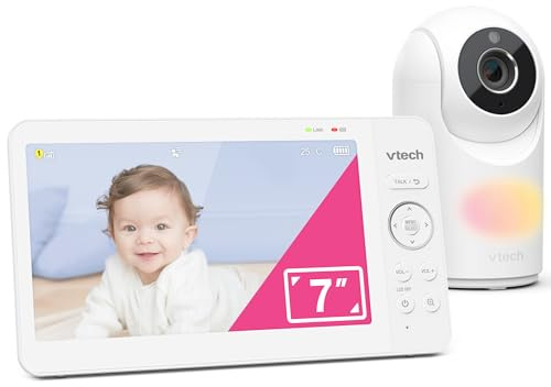 VTech VM7467 Baby Monitor with 7 LCD Screen,Remote Pan Tilt Zoom,178° Wide-Angle View,Soothing Sounds and Lullabies,Multi-Colour Night Light,2-Way Talk,Temperature Sensor,No Need Wi-Fi Network
