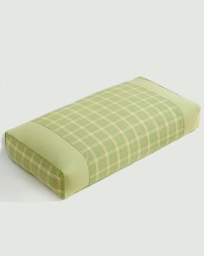 EDMILE Cuscino rettangolare con grano saraceno, cuscino rinfrescante regolabile per tutte le posizioni di sonno, con copertura spessa a spina di pesce, supporto cervicale biologico e design lavabile