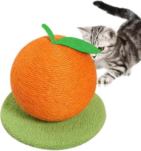 Cat Scratching Post Fruits Cat Scratcher Cute Kitten Scratch Post Thickened Resistant Natural Sisal Scratcher for Indoor Kitties (Orange)