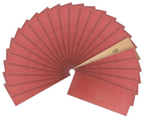 PMIQSA Carta Abrasiva 24 Pezzi, 230x93mm Carta Vetrata in Grane 120 Sandpaper, per la Lucidatura Fine di Legno, Metallo Resine e Plastica