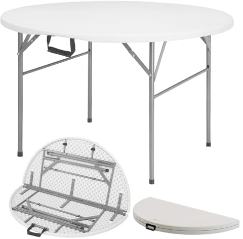 Floordirekt - Table de jardin pliable ronde 120 x 74 cm - Table de bistrot, table de bar, table à bière, table de fête, table à manger, table pliante (Shiga)