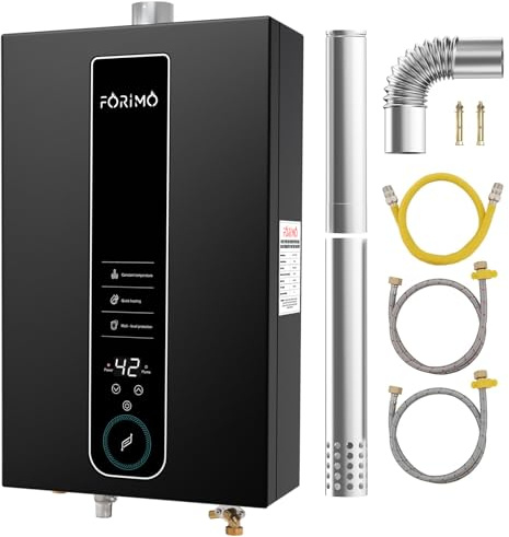 Natural Gas Tankless Water Heater, 4.74 GPM 18L Indoor,Constant propane water heater,Instant Hot Natural Gas Water Heater with Fahrenheit Digital Display,Multi-Protection