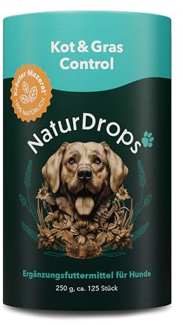 NaturDrops Kot & Gras Control Spuntini per cani con funzione, 125 pezzi, contro il cibo malsano, 100% naturale – 250 g