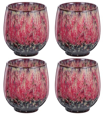 SHINEOFI 4 pièces Set de Tasses à Thé Porcelaine Céramique Design Traditionnel Chinois et Japonais pour Dégustation de Thé Kung Fu Café Espresso ou Cappuccino pour Réunions Familiales et