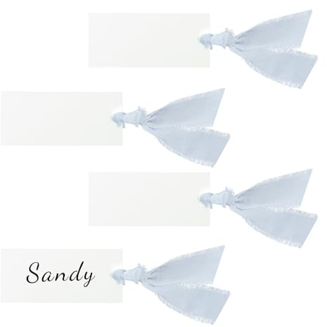 50uds Tarjetas de Lugar, 9x4cm para Decorar la Mesa con 3 Rollos Cinta de 280cm Ideales para Bodas Fiestas y Banquetes (Azul)