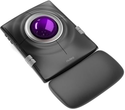 Nulea Mouse trackball wireless M512, trackball ergonomico da 55 mm, DPI regolabile per un controllo preciso, compatibile con mano sinistra o destra, ricaricabile, Bluetooth multi-dispositivo e 2,4 GHz