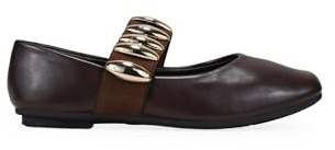 BOSANOVA Bailarinas Planas para Mujer con Tira elástica con Piezas metálicas y Puntera Ligeramente Cuadrada. Calzado para Mujer Marron 42
