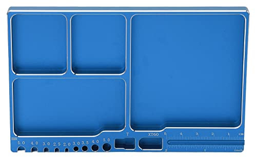 Bandeja de Tornillos Magnéticos Bandeja de Tornillos de Reparación RC de Piezas Magnéticas de Metal, Incluye Almohadilla Magnética, Ideal para Kit de Herramientas RC (Blue)