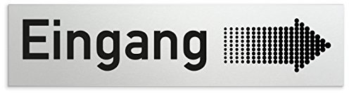 'Aluminium Plaque de porte d'entrée + flèche droite 160 x 40 x 1,5 mm de direction (Surface traitée) • autocollant