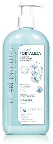 Clearé Institute | AntiHaarausfall Stärke Shampoo | reinigt, Pflegt und Stärkt | Verlangsamt den Haarausfall und Regt das Wachstum an | 97% Natürliche Inhaltsstoffe | 400 ml