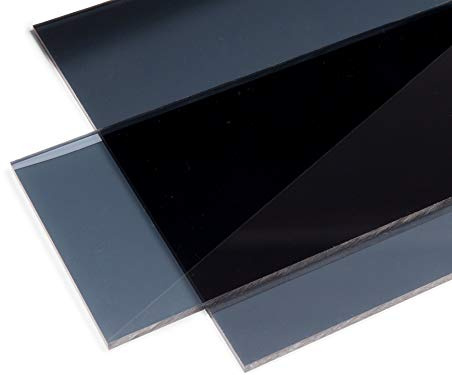 Modulor Plexiglas® GS 7C83 Verre acrylique polyvalent et incassable pour objets lumineux, etc., 5 mm d'épaisseur, plaque en Plexiglas® GS de 5 mm d'épaisseur, 25 x 50 cm, gris moyen transparent