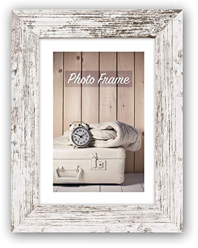 Cornice portafoto moderna in vero legno per 20 x 30 cm, formato DIN A4, in stile shabby chic, con cornice in legno, colore crema/bianco e marrone, decorazione da parete