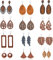 LOLIAS 12 Paar Holz Ohrringe für Frauen Afrikanische Ohrringe Naturholz Teardrop Ohrringe Ethnische Aussage Geometrische Leichte Anhänger Ohrringe