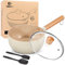BUNDLEPRO 2,1 Quart Kochtopf-Set mit Deckel, antihaftbeschichteter Aluminium-Saucentopf, induktionskompatible kleine Kochtöpfe mit Silikonspateln für Milch, Suppe, Nudeln, Eier, Reis BEIGE