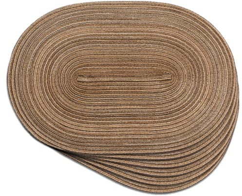 Ovale geflochtene Platzsets, 30,5 x 45,7 cm, runde Tischsets für Esstische, natürlich gewebt, hitzebeständig, 6 Stück (ovales Braun)