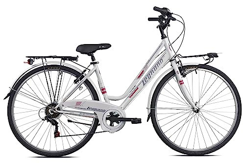 Legnano Damen Versilia City Bike, Weiß und Fuchsia, 46
