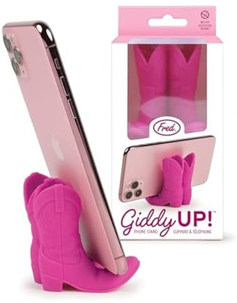 Genuine Fred Giddy UP Phone Stand, Pink, Cowboy Boot Tech Accessory, Fits Most Mobile Smartphones, Grippy Silicone, Fun Cowboy Boot Details