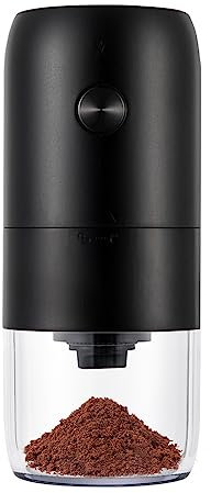 Kaffeemühle, USB Wiederaufladbare Elektrische Kaffemühle mit Keramik Kegelmahlwerk | Einstellbarer Grobheit | Espresso Kaffeemühle Tragbare Wiederaufladbare 30g für Bohnen, Gewürze (Schwarz)