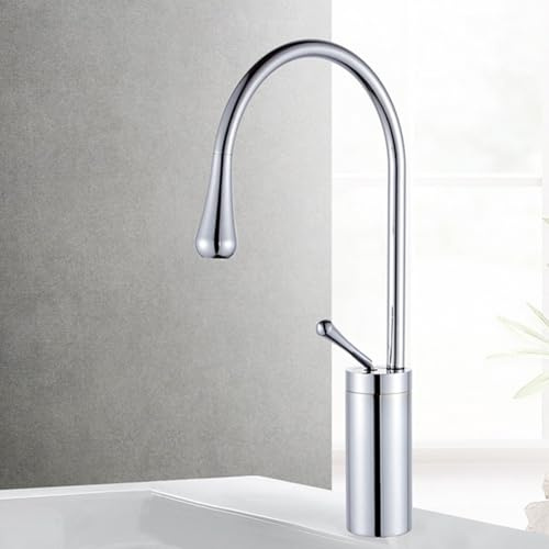 Rubinetto a goccia d'acqua in stile europeo, rubinetto rotante per bagno, rubinetto per lavabo caldo e freddo del WC, rubinetto miscelatore per acqua calda e fredda (Argento S)