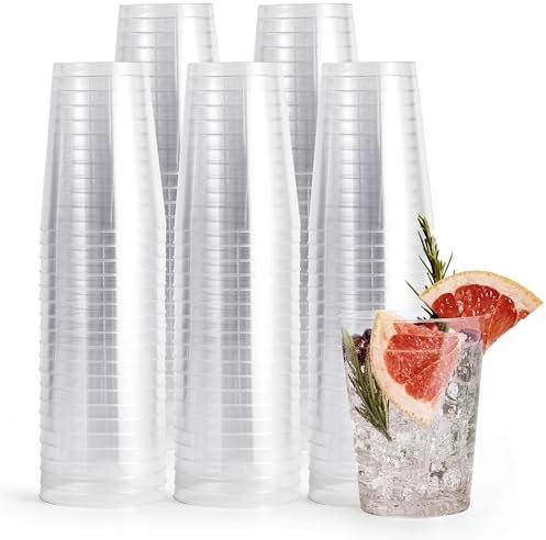 MATANA 50 Gobelets en Plastique Dur Transparent (285ml / 10 oz) - Verres Solides et Réutilisables pour Anniversaires, Mariages, Noël, Fêtes et Événements